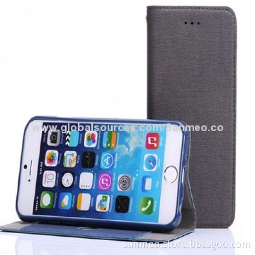 Leather mobile phone case for iPhone 6, grain line, pull-in, ultra-thin, holder, walletNew